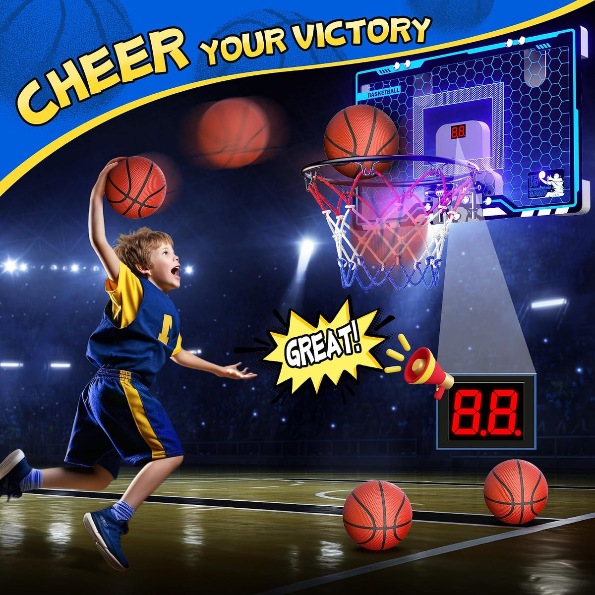 Indoor Basketball Hoop with Auto Scoring - LED Basketball Hoop & Scoreboard - image 2