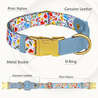 AirTag Dog Collar for Small Medium Large Breed - Adjustable Cute Pattern Dog Collar with Airtag Holder - Soft Leather Tracker GPS Apple Air Tag Pet Collars (Large, 17"-21" Neck Fit, Floral)