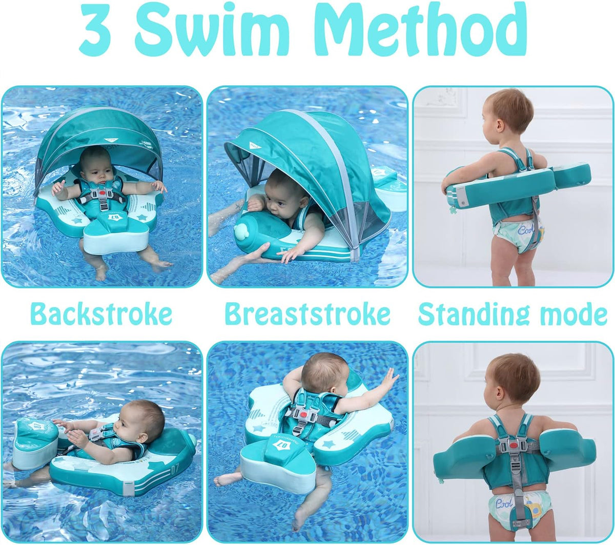 Mambobaby non-inflatable baby float with removable sun canopy and buoyant tail - view 22