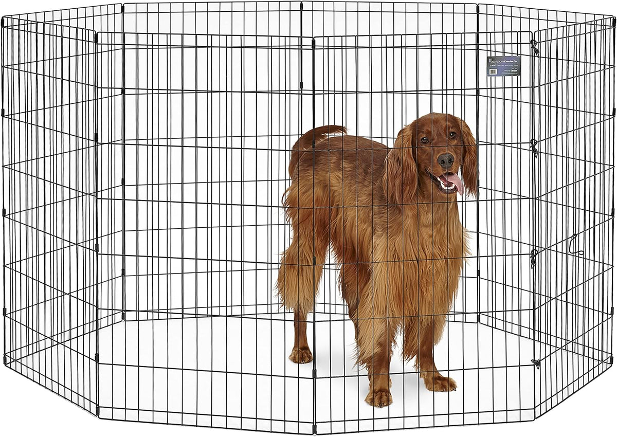 MidWest 30-Inch Exercise Pen, Single Door, 16 Sq Ft Play Area – Essentials for Dogs - Black No Door / 42" H
