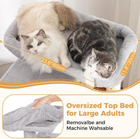 Cat Tree 32” Small Cat Tower with Large Hammock 16”& Self Groomer – Essentials for Cats - XLarge-53" / Gray - image 3
