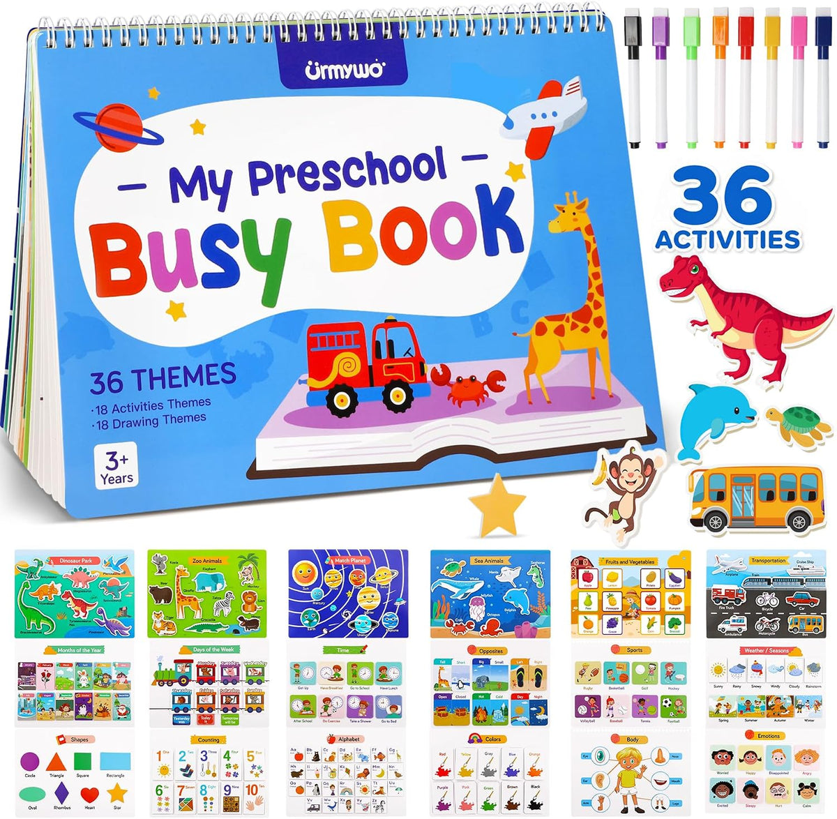 URMYWO Busy Book, 36 Preschool Learning Activities