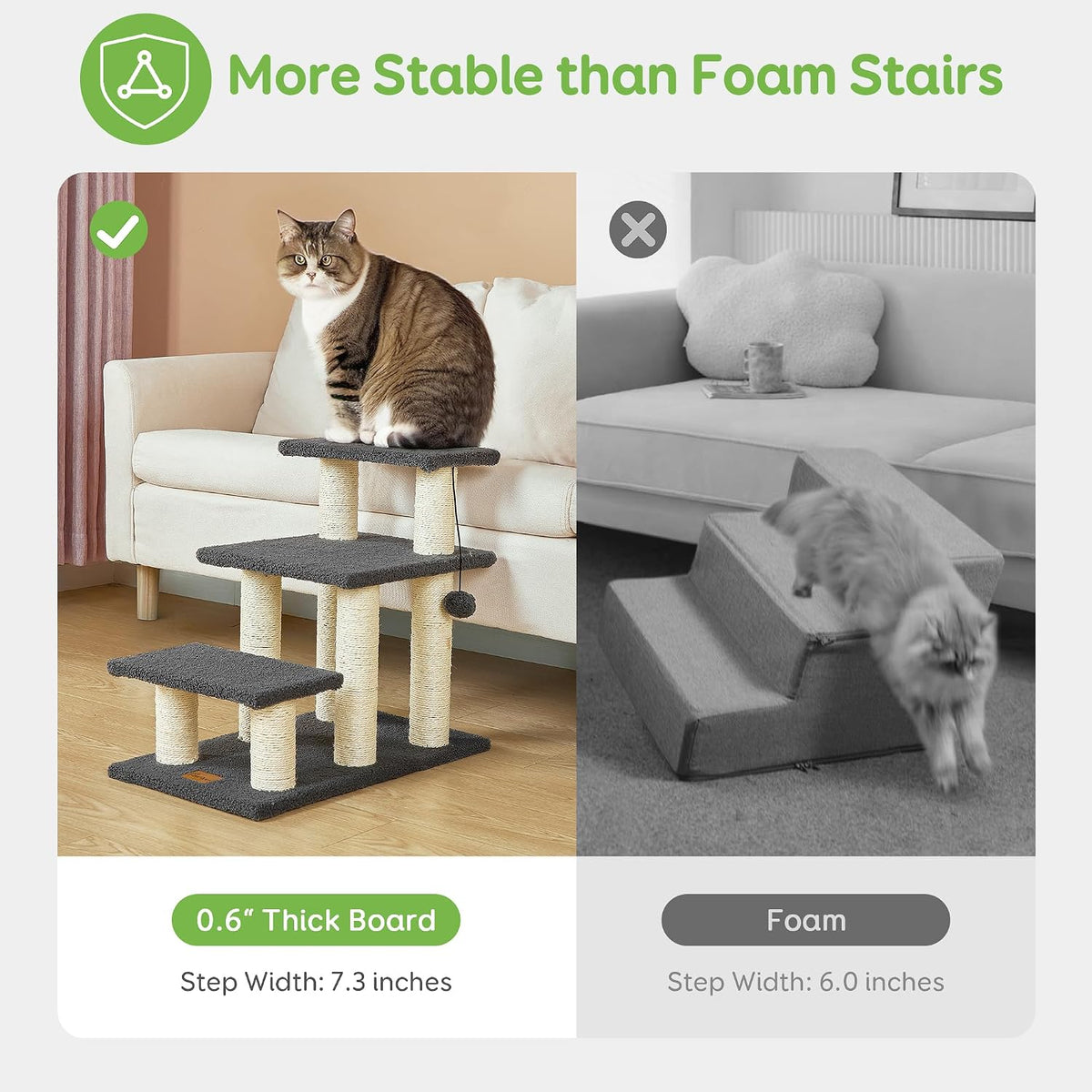 Dog Stairs & Cat Scratching Post Pet Steps for High Beds Couch – Essentials for Cats - 3-Steps - image 4