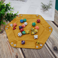 SIQUK 6 Pieces Dice Tray Hexagon Dice Rolling Holder Folding PU - Red, Blue, Violet, Black, Green, Yellow - image 4