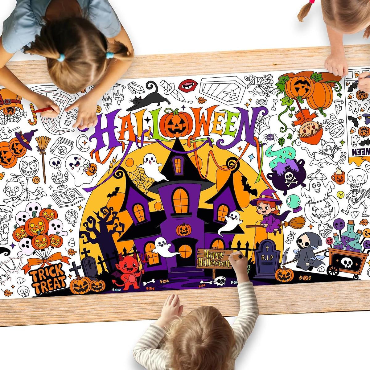 Halloween Activity Poster, Halloween Tablecloth for Kids - Halloween