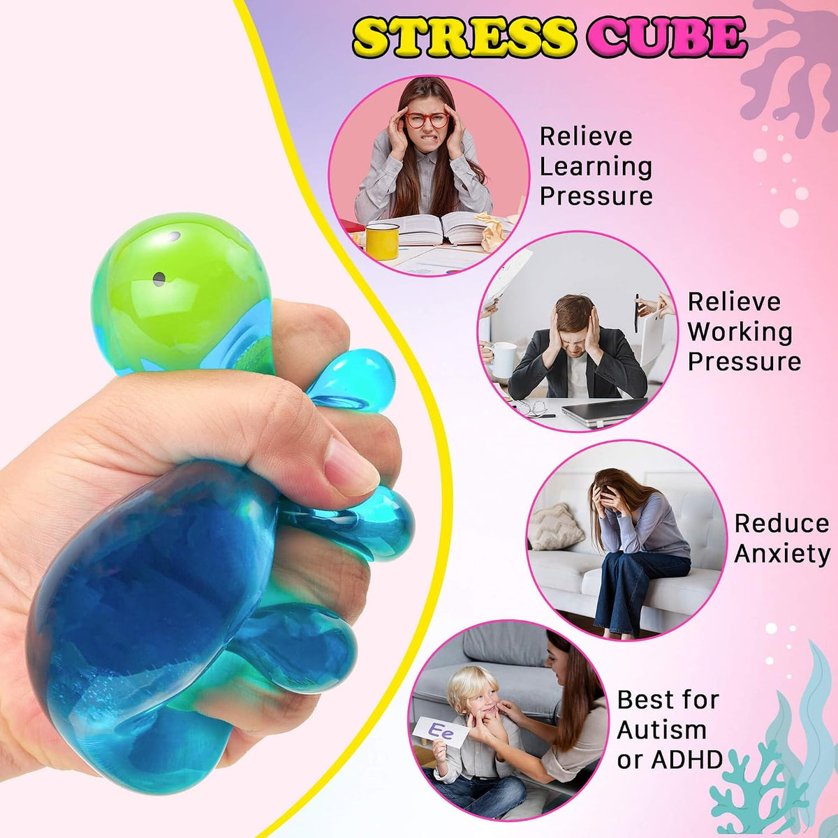 Squishy Fidget Toys Stress Cube - Octopus2 - image 4