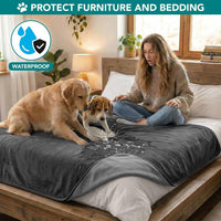 PetAmi Waterproof Dog Blanket, Leakproof Pee Proof Cat Blanket - Gray/Light Gray / X-Large (60x80) - image 2