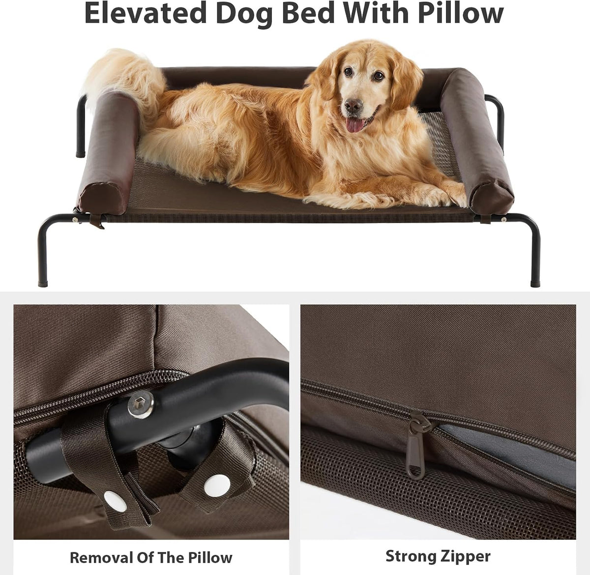 RRPETHOME Elevated Cooling Dog Cot 43x31" - Brown / 54.0"L x 34.0"W x 8.0"Th - image 4