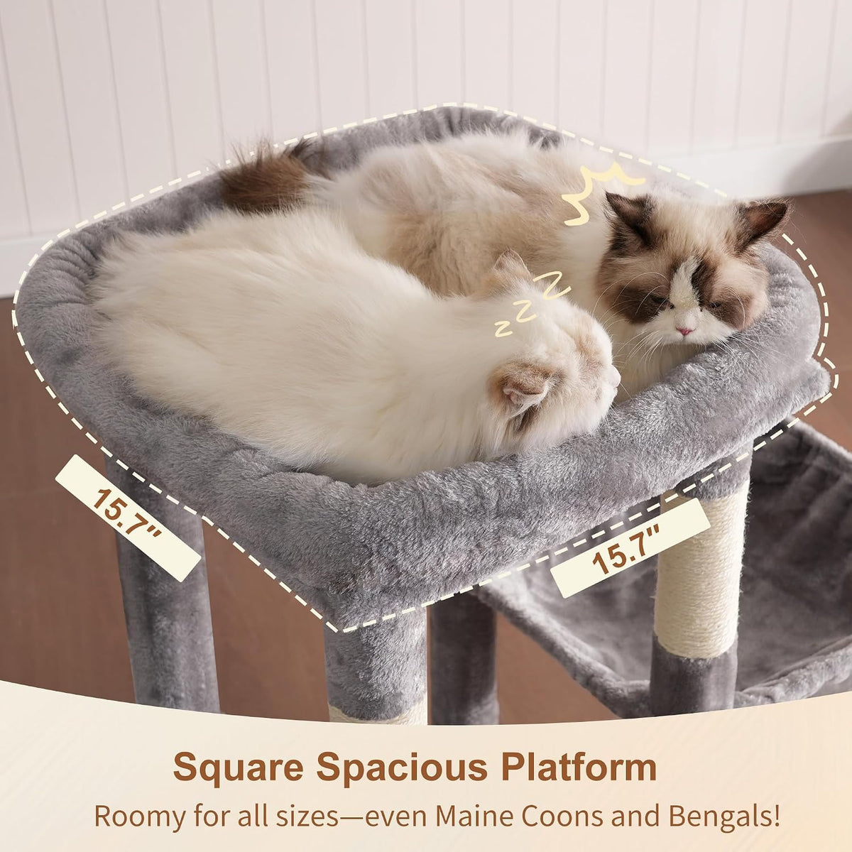 Heybly Heavy Duty Cat Tree with Large Base for Large Indoor Cats - Light Gray / L - image 3