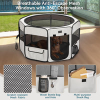 PETSFIT Portable Dog Playpen 36", Removable Waterproof Mat - Grey / Medium (36"x36"x21") - image 4