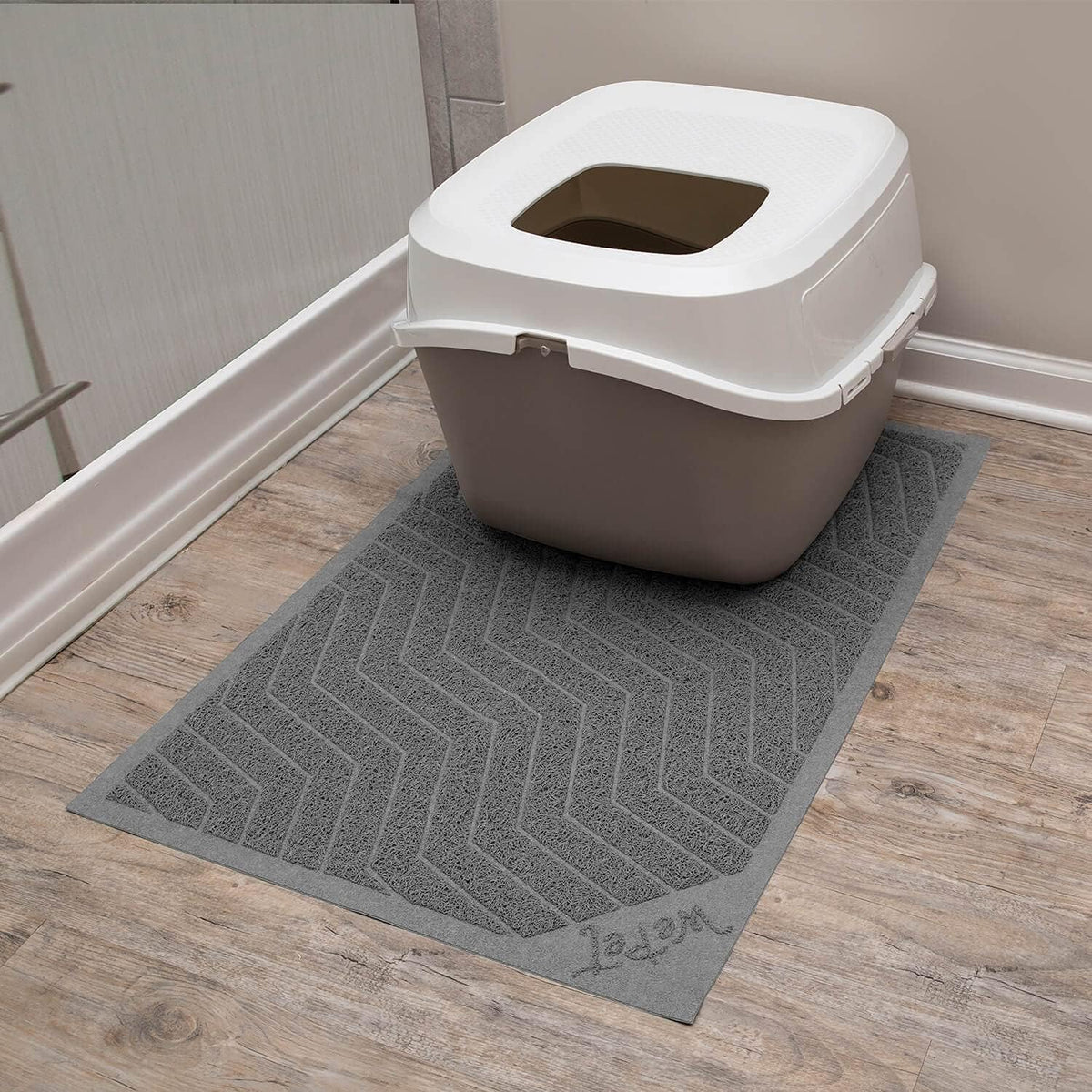 Cat Litter Box Mat, Kitty Premium PVC Pad, Durable Trapping Rug - 35x23 Inch (Pack of 1) / #04 Grey - image 2