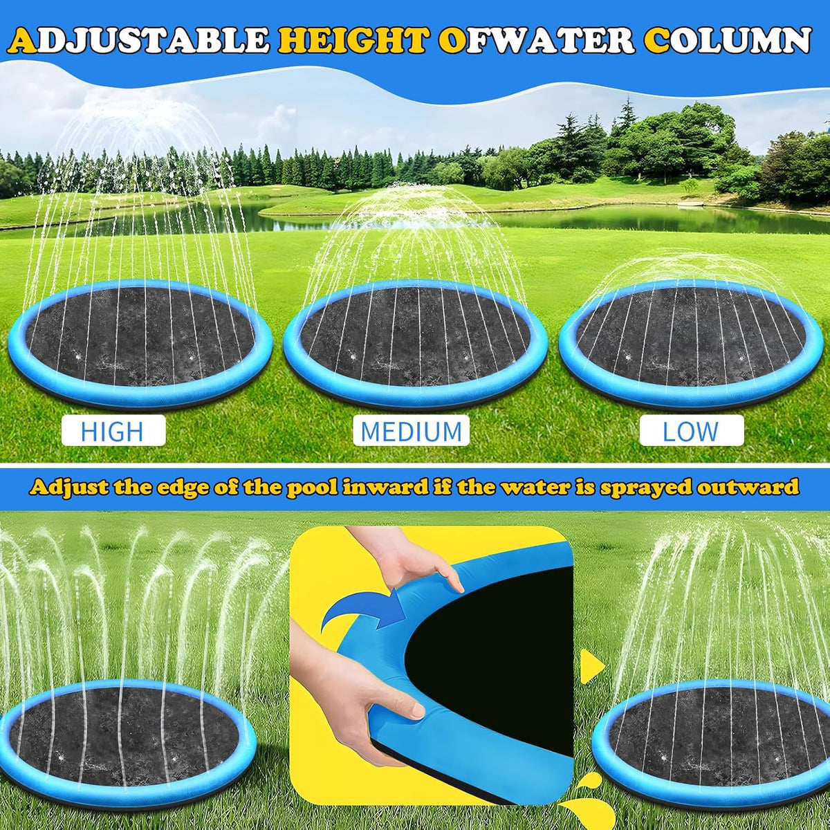 CACSPS non-slip splash pad for kids and dogs spraying water from a garden hose - view 15