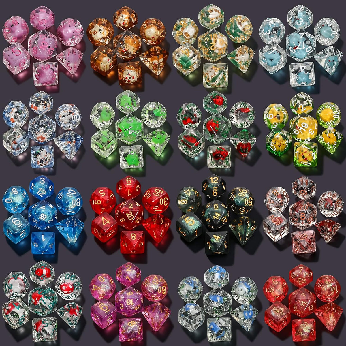 QMAY Mystery Dice Set – 7 Pcs Acrylic Polyhedral Dice + 1 Pcs Velvet Bag – Fun for Kids & Family - 1 bag Resin Dice + Bonus - image 3