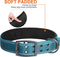 Fida Heavy Duty Dog Collar 1.5” Width, Ultra Soft Neoprene Padded, Adjustable Reflective Nylon Pet Collar with Two Metal Pin Belt Buckle for Extra-Large Breeds (XL, Blue)