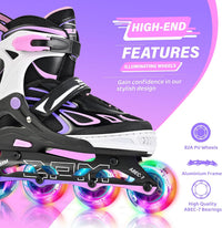 2PM SPORTS Adjustable Inline Skates for Kids, Youth and Adults - Purple Pink / Medium - Big Kid (13.5C-4 US) - image 3