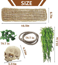 Bearded Dragon Hammock,Lizard Lounger Reptile Tank Hanging Plants Climbing Jungle Vines Flexible - Type：Rectangular hammock with skull - image 3