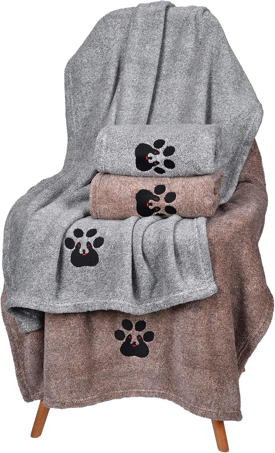 Dogvingpk Dog Towels for Drying Dogs 2 Pack - 2grey and 2brown / M-36" * 28"