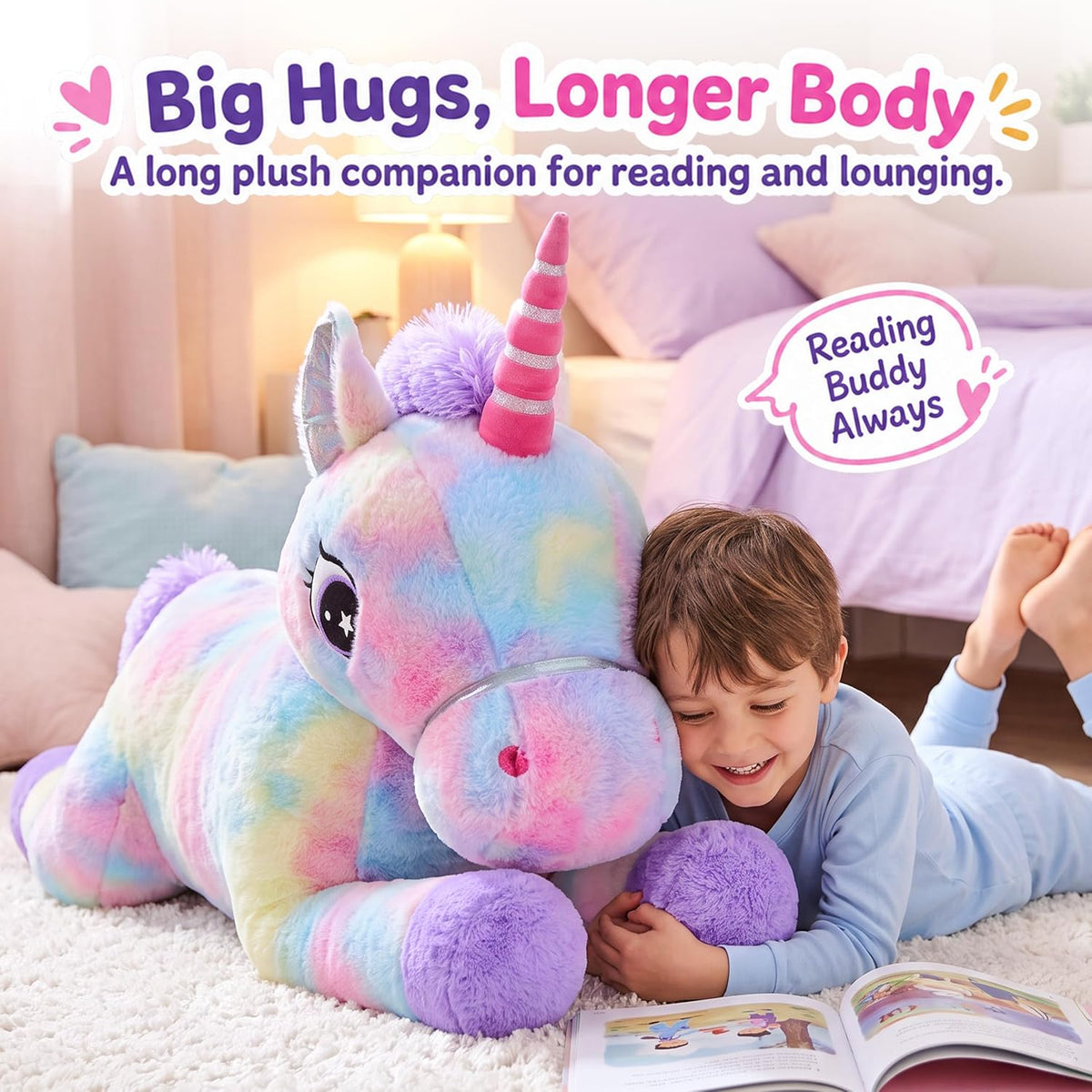 IKASA 43" Giant Unicorn Stuffed Animal, Super Soft - Polychrome - image 4