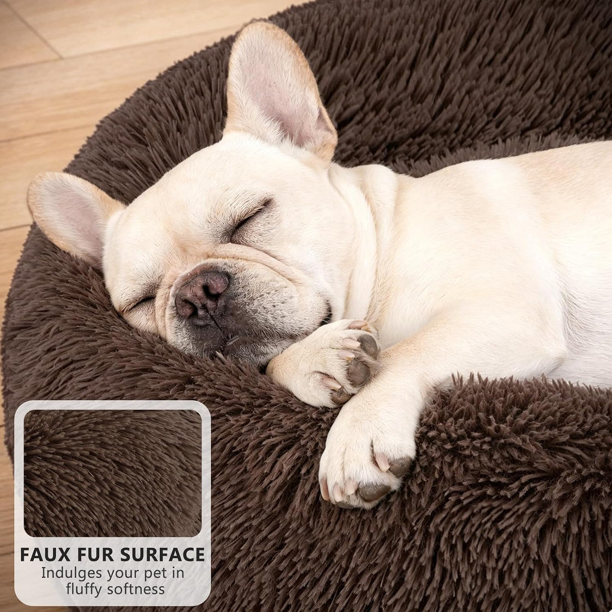 MIXJOY Orthopedic Dog Bed Comfortable Donut Cuddler Round Pet Beds - M(30’’x 30’’) / Chocolate - image 3