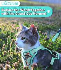 Cat Harness and Leash Set[MAX Safety 4th-Gen] Cute Escape Proof Vest - H603 Pro Purrfect Green / X-Small (4-6lb) - image 2