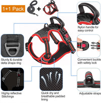 tobeDRI No Pull Dog Harness Adjustable Reflective Oxford Easy Control - Black/Red / X-Large - image 3