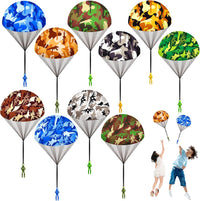 Ynybusi 10 pack parachute toys for kids with colorful patterned nylon canopies - view 2