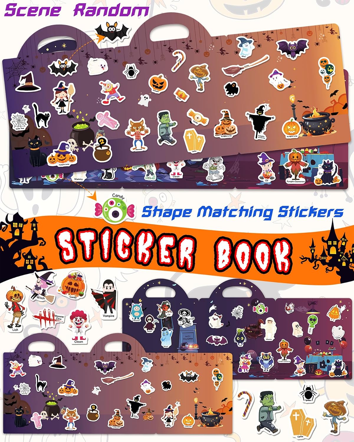 Walenced Reusable Sticker Book, Stickers for Kids - Halloween - image 3