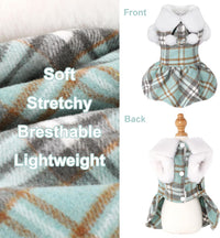 Dog Sweater with Leash Set D Ring Plaid Fleece Dog Clothes for Small - Small (Chest 15in ) / Turquoise with Leash - image 2