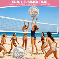 TURNMEON 5 Pack Sequins Beach Balls 16 Inch 24 Inch Pool Party - Mixed color / 2 pcs 24inch+3 pcs 16inch - image 4