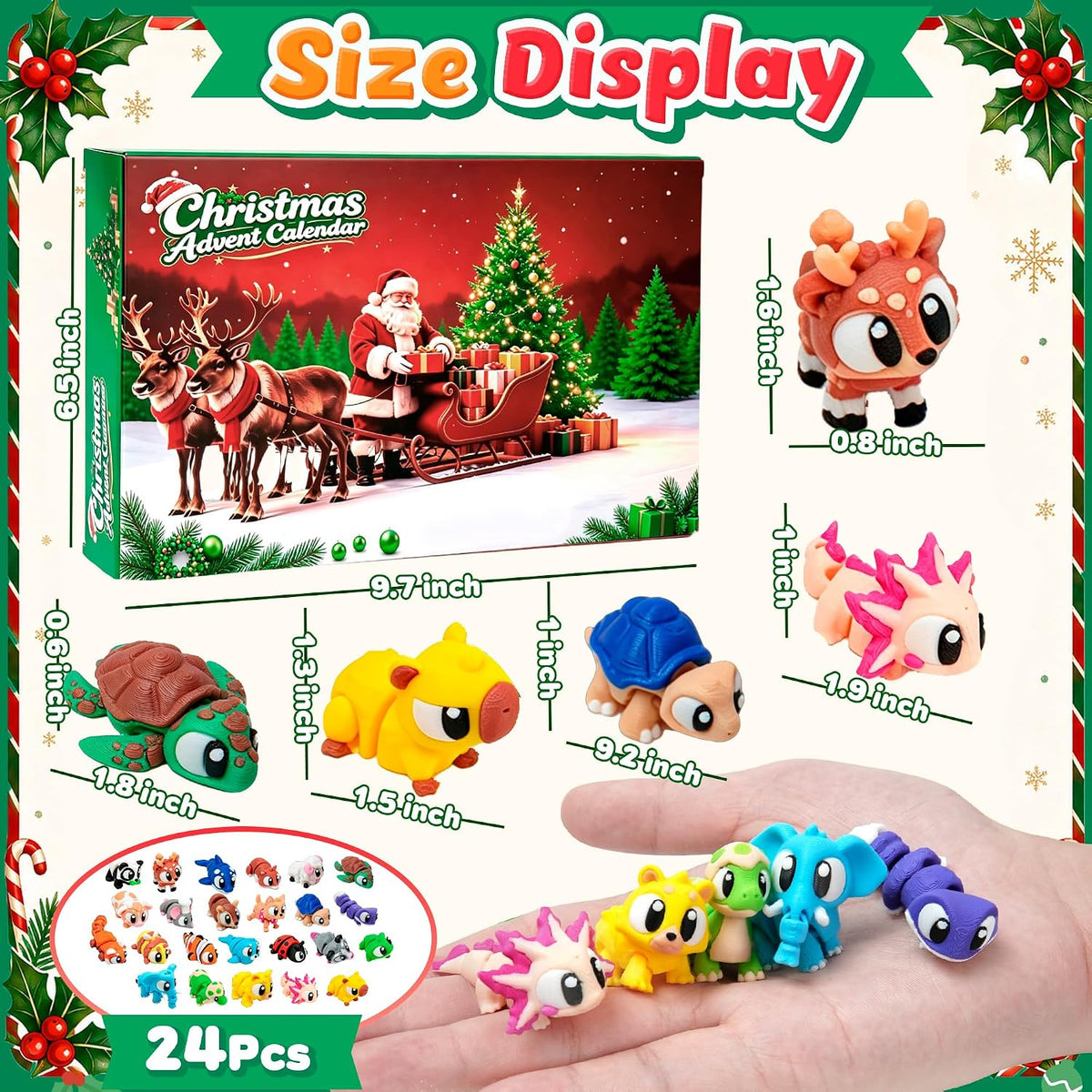 30Pcs 3D Printed Animals Set for Kids - colorful 24PC - image 2