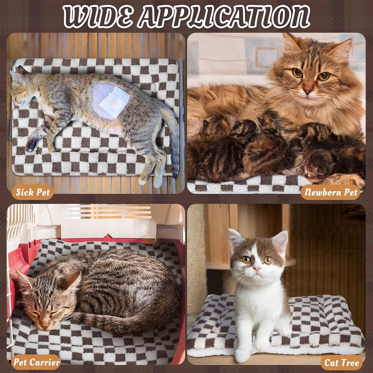 2 Pack Self Warming Cat Dog Bed Pad - Dark Brown / 21" X 14" / Plaid - image 2