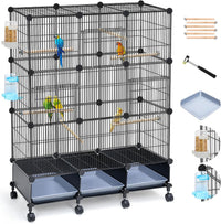 Upgraded Encrypted Metal 46-Inch Bird Cage for Parrot Parakeets – Essentials for Birds - 16.1"L x 12.6"W x 7.3"H