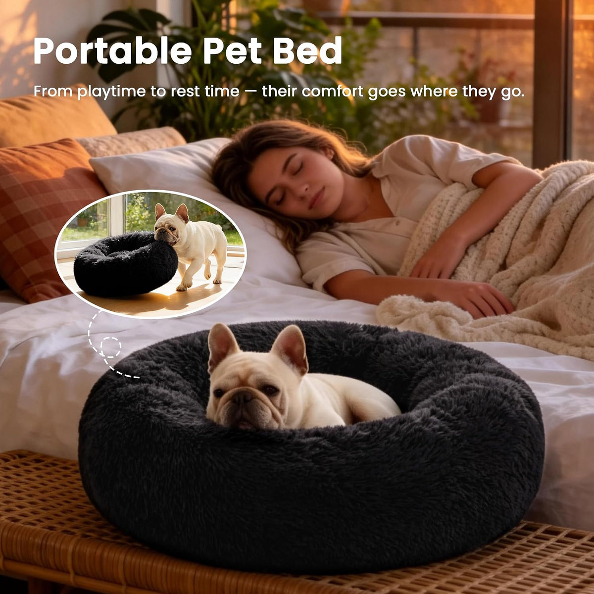 Love's cabin Calming Cat Bed for Indoor Cats - Black / 20" - image 4