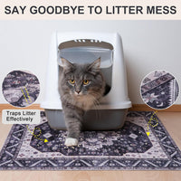 Cat Litter Mat, 20" x 28" Litter Trapping Mat, Waterproof – Daily Care for Cats - Retro_Grey / 28x36 Inch (Pack of 1) - image 3