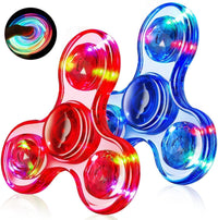 Fidget Spinner 2 Pack, Light up Sensory Fidget Toys Adults Kids 4-8-12, Kids - Red&blue