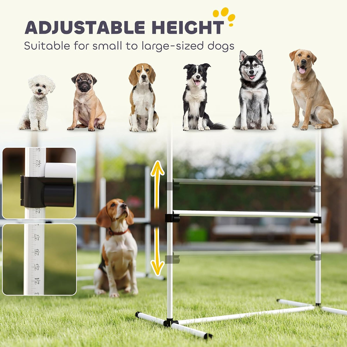 PawHut 4 Piece Dog Agility Training Equipment for Dog Agility Course - 4 Piece / White - image 4