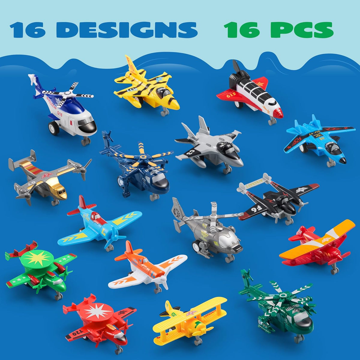 JOYIN 16 Pcs Pull Back Airplane Toys, Boys Plane Playset - image 4