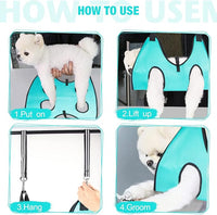 Cat Grooming Hammock - Dog Grooming Harness with Nail Trimming Feature (XS, 15lb), Dog Sling for Nail Clipping