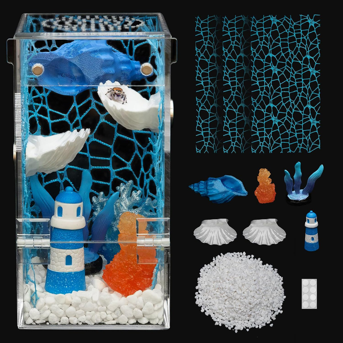Jumping Spider Enclosure Starter Kit - Blue / Small