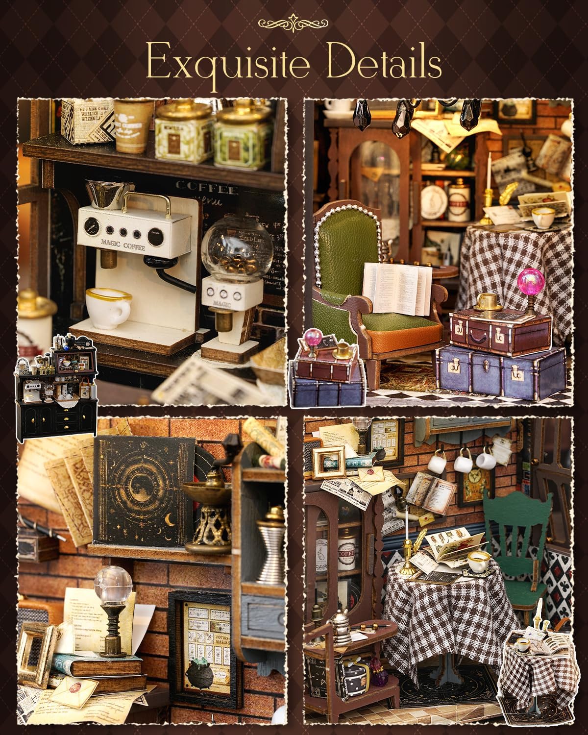 CUTEBEE 3D Wooden Puzzle for Adults - Vintage Coffee Shop - image 4
