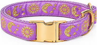 Cat Collar with Bell for Kittens & Cats, Moon & Stars Design – Essentials for Cats - Lavender Collar / Large (Pack of 1)