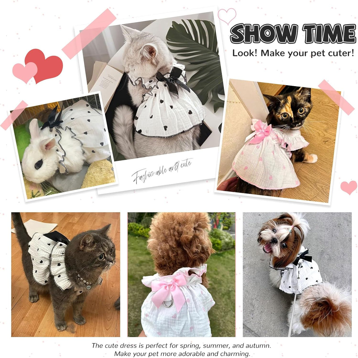 Dog Dresses for Small Dogs Girl Female Dog Cat Clothes Dress Cute - Light Pink / X-large (suggest 13-17.5lbs) - image 3