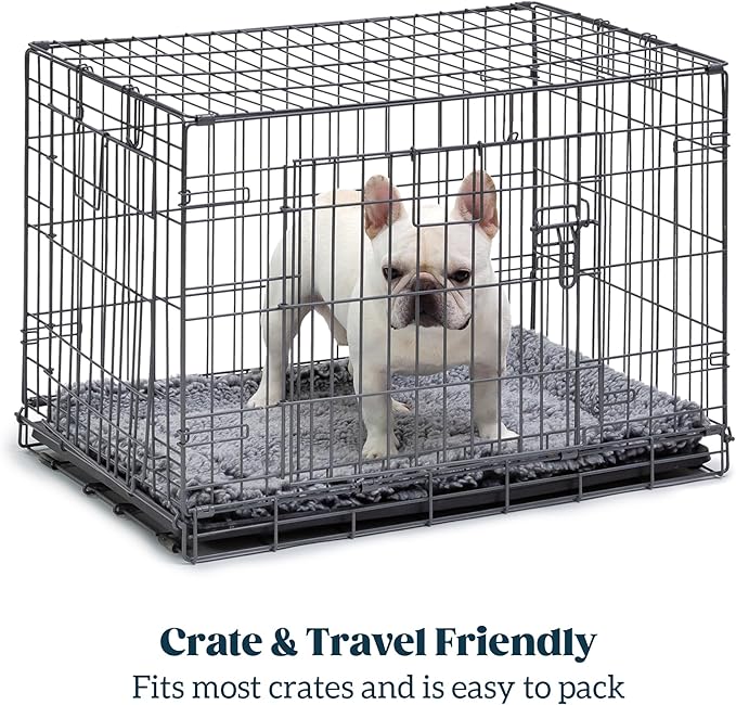Stoutwool Indestructible Dog Bed - Fluffy Chew Proof Dog Crate Pad - Tough Kennel Pad for Aggressive Chewers - Washable, Ideal for Medium Breeds & Fits 30-Inch Crate - 29"x18", Charcoal