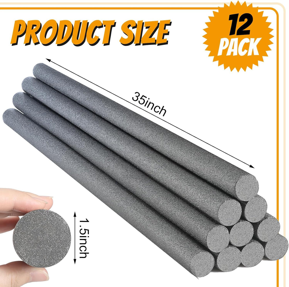 Kathfly 12 pack solid foam pool noodles, 1.5 x 35 inch, white - view 20
