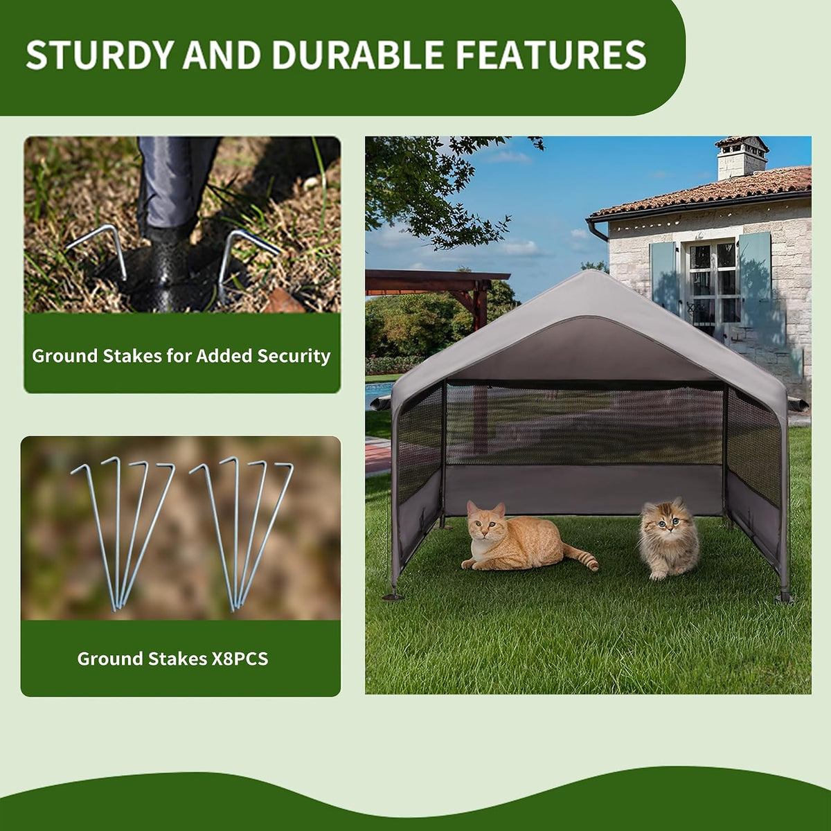 Summertrail Extra Large Dog House Outside - Gray Dog Tent With Mesh Windows (XLarge Size) - image 3