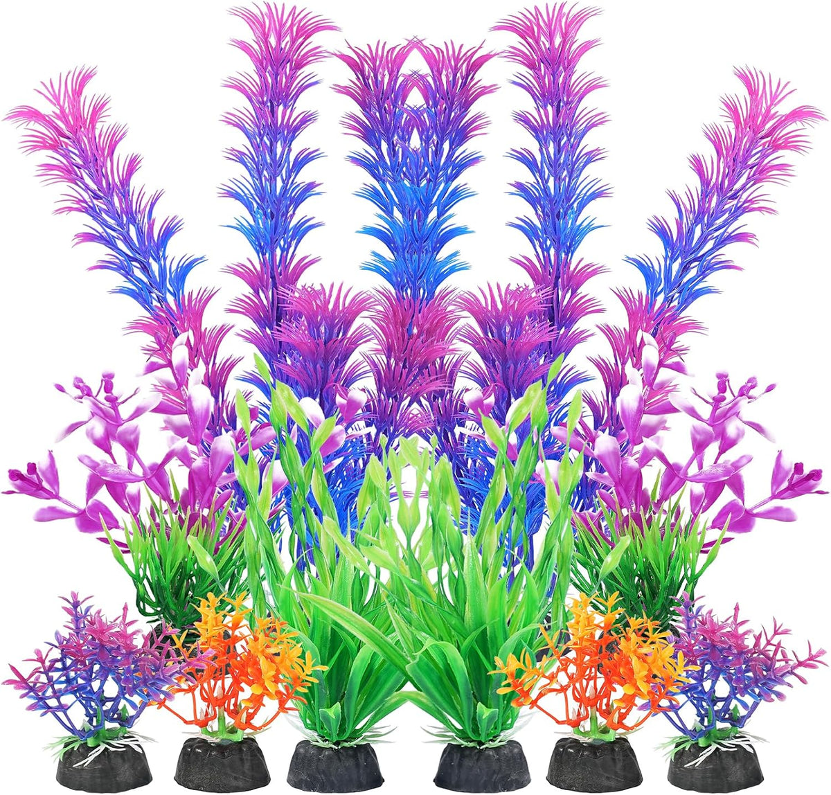 AQUANEAT Artificial Fish Tank Plants - Purple Multi