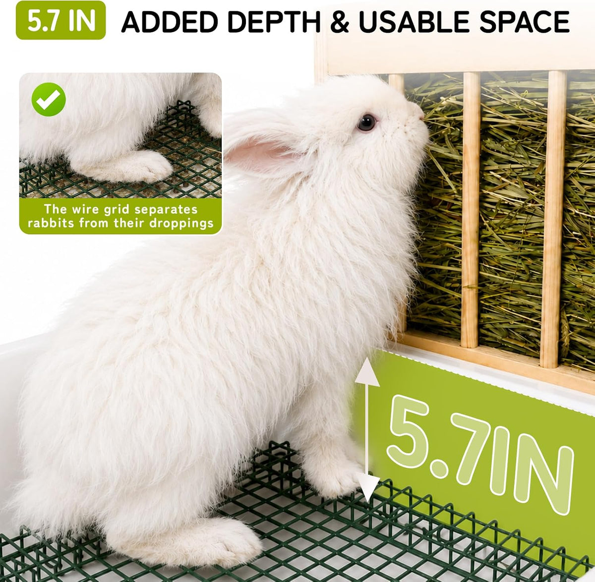 3 in 1 Extra Large Rabbit Hay Feeder with Litter Box - brown / Extra Large (2 in 1) - image 3