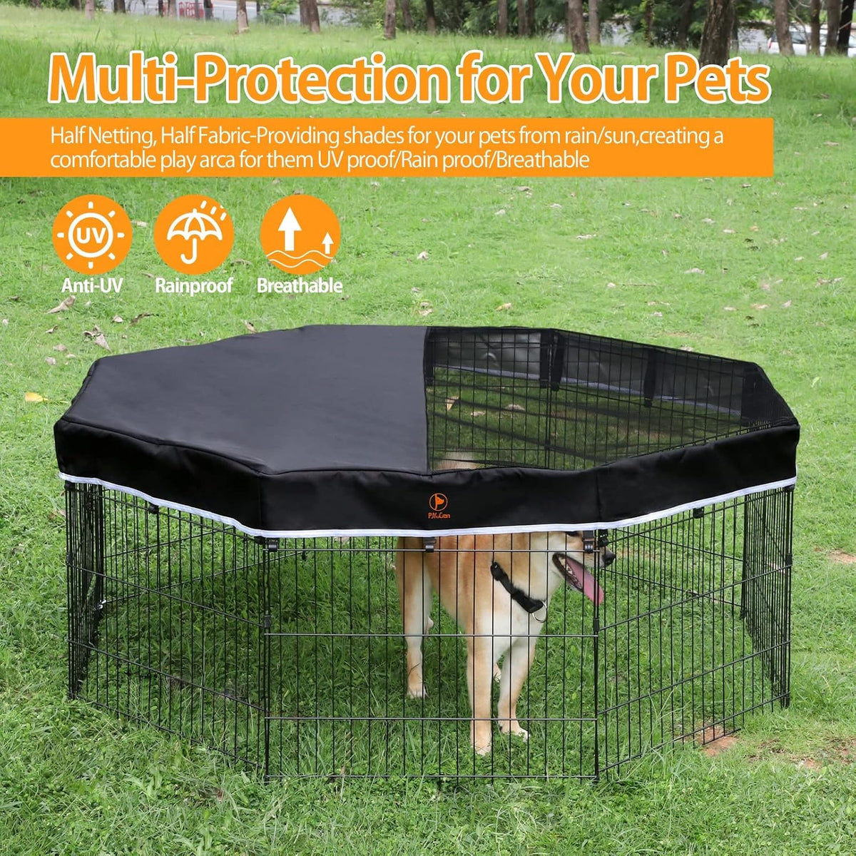 Playpen Top Cover for 24'' Width 8 Panel Pen - Black / Only Top Cover, Elastic Buckles Connections - image 4