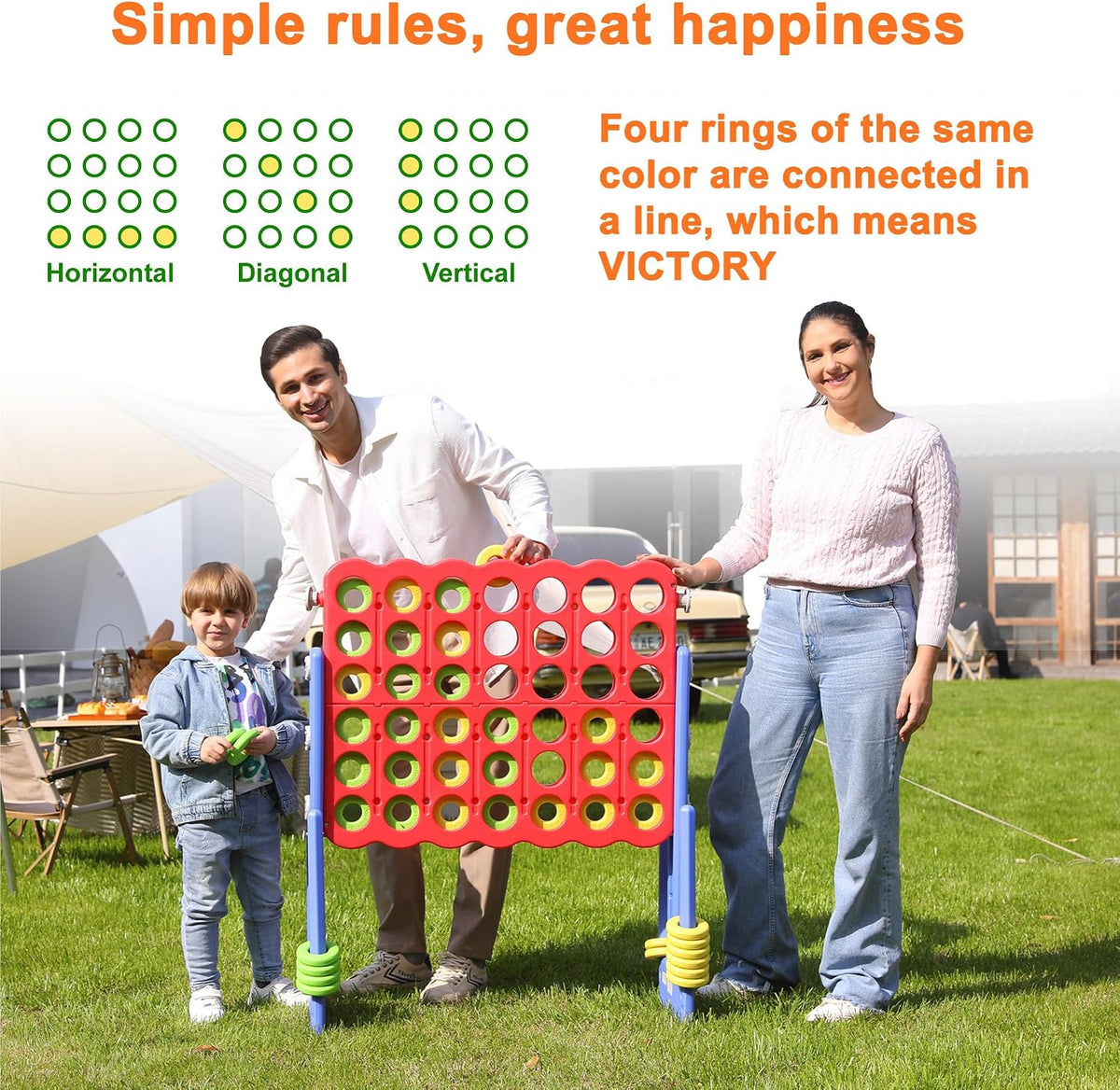 Height Adjustable Giant 4 Connect in a Row Game – Fun for Kids & Family - Blue/Red - image 4