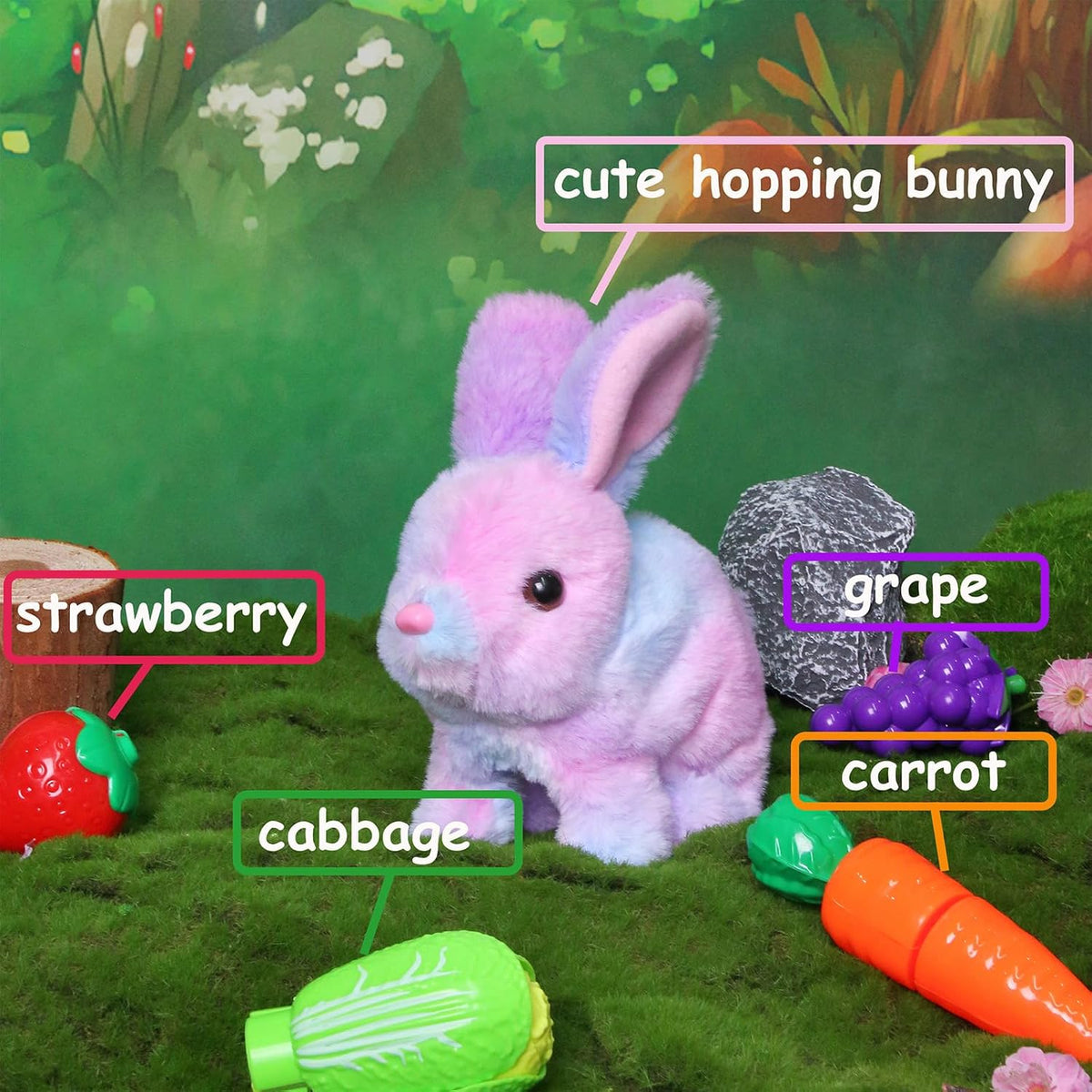 Easfan Walking Dog Toy for Kids Barking Interactive Puppy Stuffed - Bunny_Rainbow_Carrot - image 4